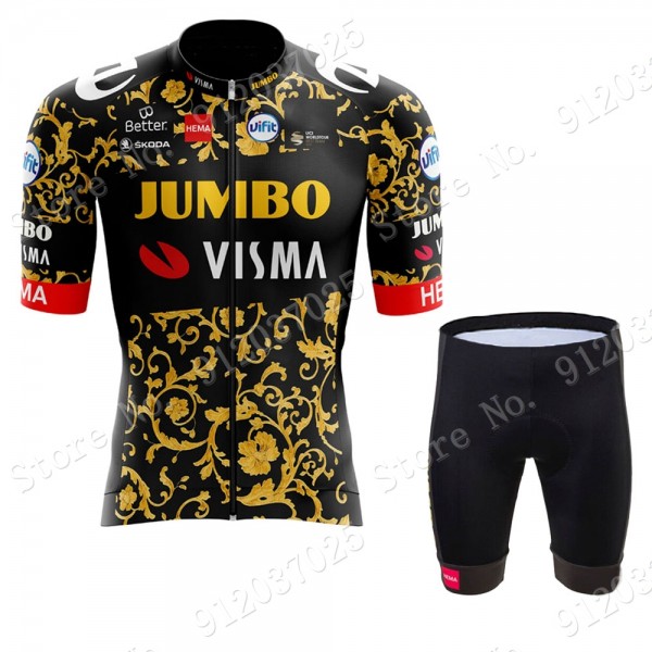 New Style Jumbo Visma 2021 Team Fietskleding Set Wielershirts Korte Mouw+Korte Fietsbroeken Bib PgOY0F