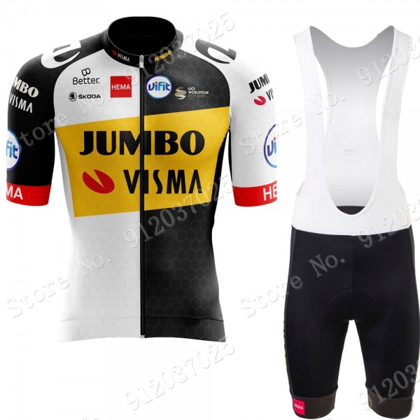 New Style Jumbo Visma 2021 Team Fietskleding Set Wielershirts Korte Mouw+Korte Fietsbroeken Bib THdvle