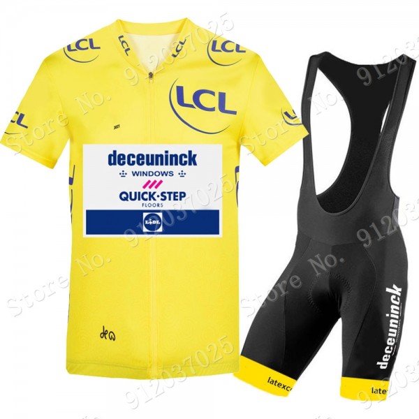 Yellow Deceuninck Quick Step Tour De France 2021 Team Fietskleding Set Wielershirts Korte Mouw+Korte Fietsbroeken Bib LWuBd9