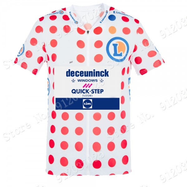 Polka Dota Deceuninck Quick Step Tour De France 2021 Team Wielerkleding Fietsshirt Korte Mouw X6KGUe