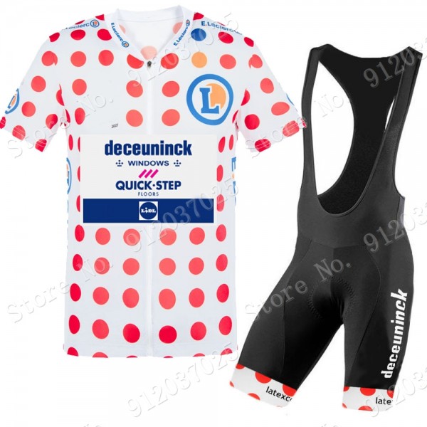 Polka Dota Deceuninck Quick Step Tour De France 2021 Team Fietskleding Set Wielershirts Korte Mouw+Korte Fietsbroeken Bib ISfE