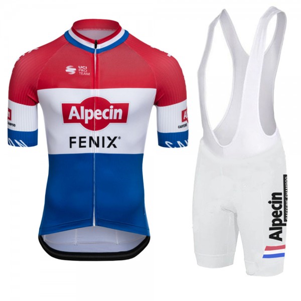 Alpecin Fenix White Pro 2021 Fietskleding Set Wielershirts Korte Mouw+Korte Fietsbroeken Bib MxLxTG