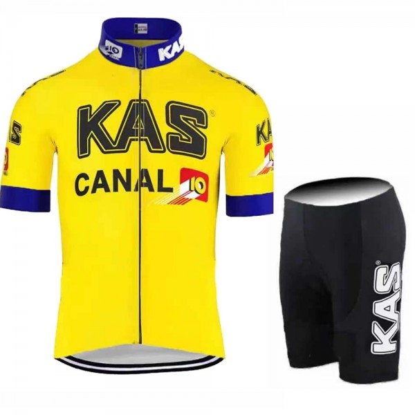 KAS Pro 2021 Team Fietskleding Set Wielershirts Korte Mouw+Korte Fietsbroeken Bib 3Iz3W4