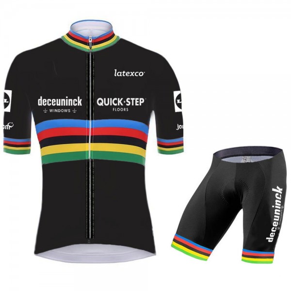 Quick Step Champion Pro 2021 Team Fietskleding Set Wielershirts Korte Mouw+Korte Fietsbroeken Bib B7039r