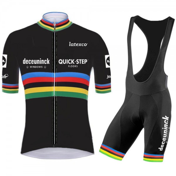 Quick Step Champion Pro 2021 Team Fietskleding Set Wielershirts Korte Mouw+Korte Fietsbroeken Bib QIekD5