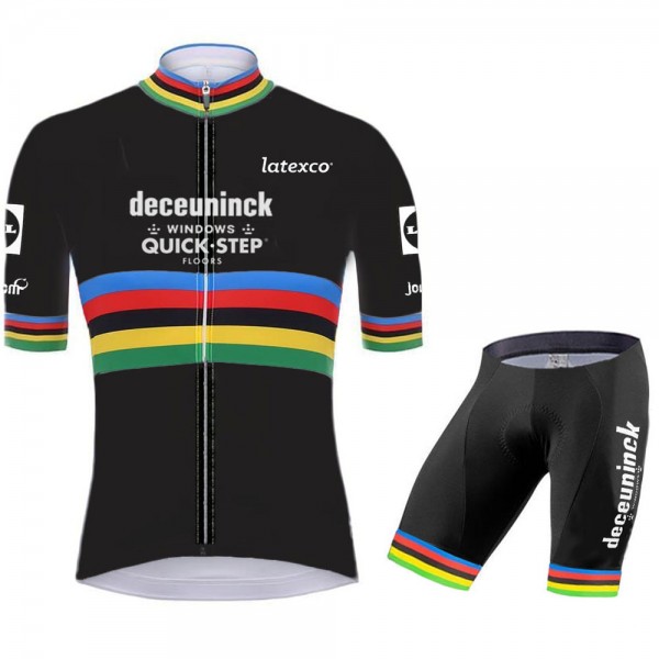 Quick Step Champion Pro 2021 Team Fietskleding Set Wielershirts Korte Mouw+Korte Fietsbroeken Bib I3eSlD