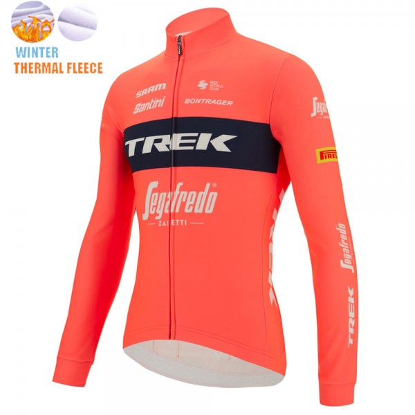 Fietskleding Profteams 2022 Winter Fleece Trek Segafredo Pro Fietsshirt Lange Mouw rood hEsYV