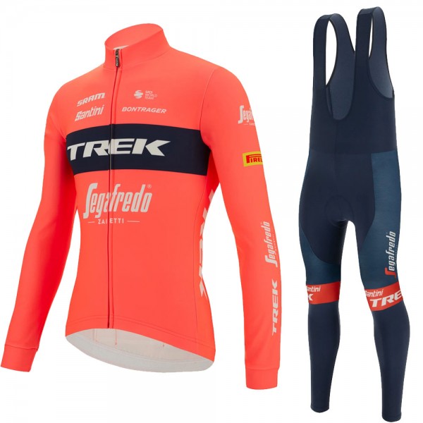 Fietskleding Profteams 2022 Trek Segafredo rood Pro Fietsshirt Lange Mouw+Lange Fietsbroek Bib 39w6I