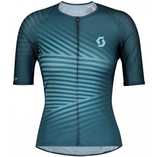 Wielerkleding Profteams 2020 Dames SCOTT RC Premium Climber Wielershirt Met Korte Mouwen Blauw