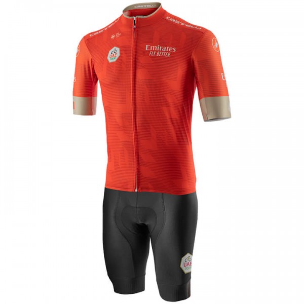 Wielerkleding Profteams 2020 UAE Tour Fietskleding Set Wielershirt Korte Mouwen+Fietsbroek Korte Geel Orange