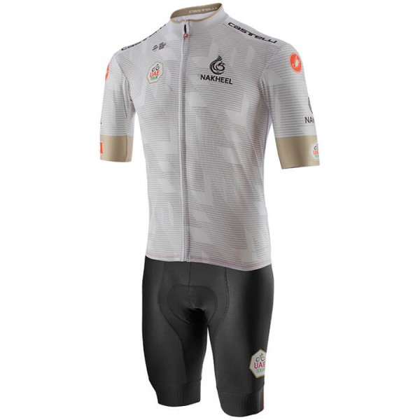 Wielerkleding Profteams 2020 UAE Tour Fietskleding Set Wielershirt Korte Mouwen+Fietsbroek Korte Geel Wit