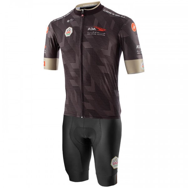 Wielerkleding Profteams 2020 UAE Tour Fietskleding Set Wielershirt Korte Mouwen+Fietsbroek Korte Geel Zwart