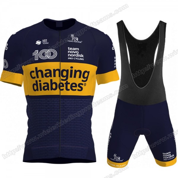 Novo Nordisk 2021 Wielerkleding Set Wielershirt Lange Mouwen+Lange Fietsbroeken Bib PYOTZ