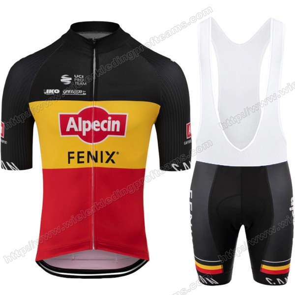 Alpecin Fenix 2020 Fietskleding Set Fietsshirt Met Korte Mouwen+Korte Koersbroek Bib Belgium WJZJA