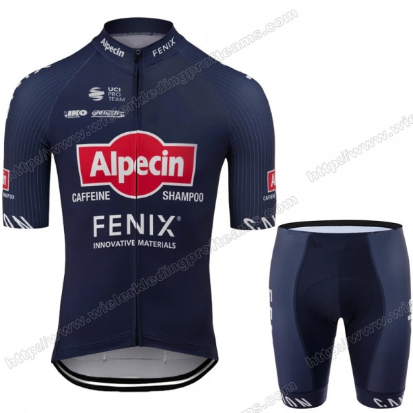 Alpecin Fenix 2020 Bleu Fietskleding Set Fietsshirt Met Korte Mouwen+Korte Koersbroek Bib NXHFC