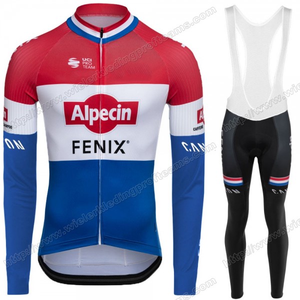 Alpecin Fenix 2020 Fietskleding Set Wielershirts Lange Mouw+Lange Wielrenbroek Bib Dutch QWULL