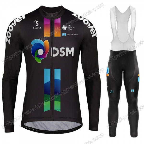 DSM Team Sunweb 2021 Fietskleding Set Wielershirts Lange Mouw+Lange Wielrenbroek Bib 08 LWLDF
