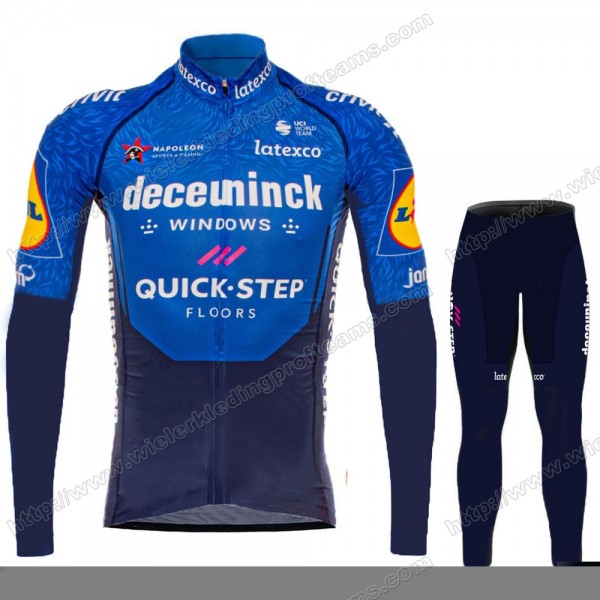 Deceuninck Quick Step Pro Team 2021 Fietskleding Set Wielershirts Lange Mouw+Lange Wielrenbroek Bib WRAJO