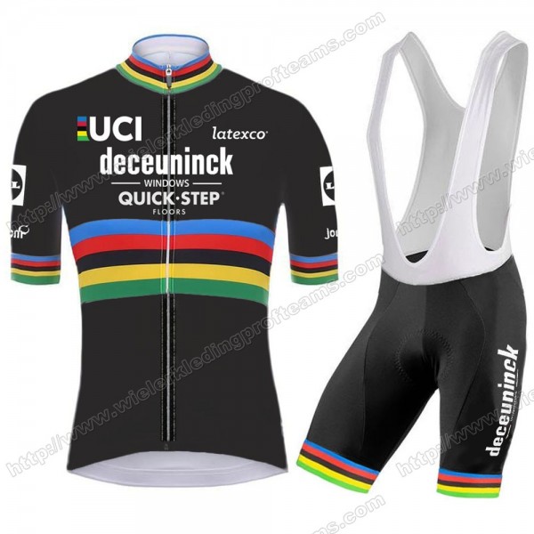 Deceuninck Quick Step 2020 UCI World Champion Fietskleding Set Fietsshirt Met Korte Mouwen+Korte Koersbroek Bib JMCEV