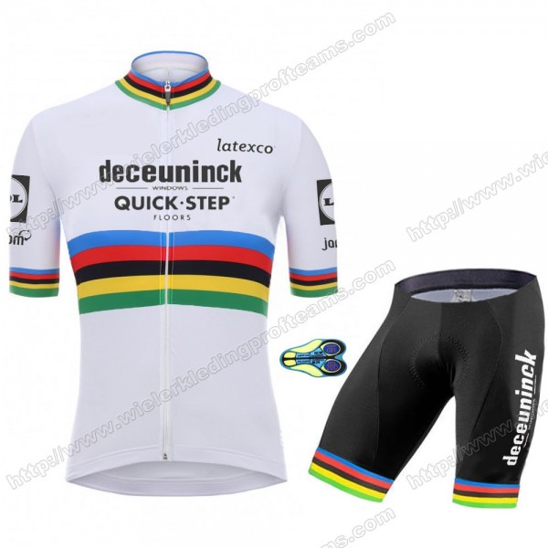 Deceuninck Quick Step 2020 UCI World Champion Fietskleding Set Fietsshirt Met Korte Mouwen+Korte Koersbroek Bib PTEBH