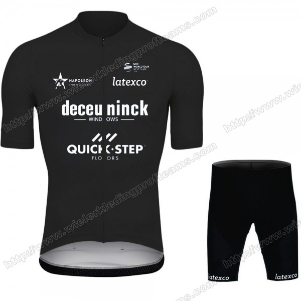 Deceuninck Quick Step Black Pro 2021 Team Wielerkleding Set Wielershirts Korte+Korte Fietsbroeken MWJNQ