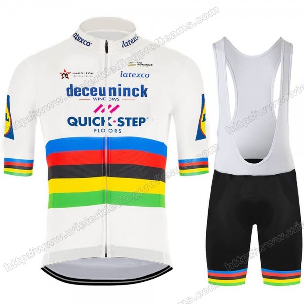 Deceuninck Quick Step 2020 UCI World Champion Fietskleding Set Fietsshirt Met Korte Mouwen+Korte Koersbroek Bib UUTDN