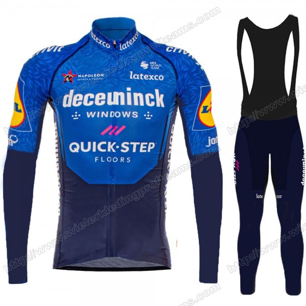 Deceuninck Quick Step Pro Team 2021 Fietskleding Set Wielershirts Lange Mouw+Lange Wielrenbroek Bib AEOCX