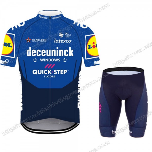 Deceuninck Quick Step Pro 2021 Team Fietskleding Set Fietsshirt Met Korte Mouwen+Korte Koersbroek Bib PRROE