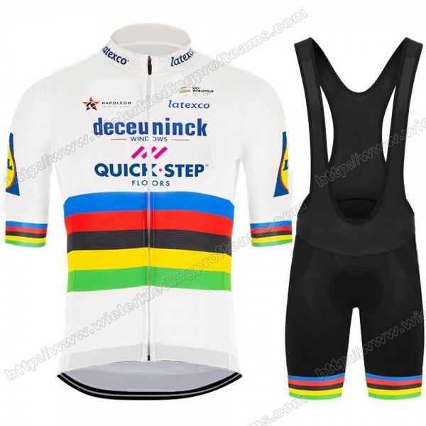 Deceuninck Quick Step 2020 UCI World Champion Fietskleding Set Fietsshirt Met Korte Mouwen+Korte Koersbroek Bib BTSEO