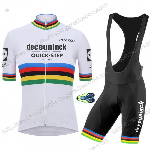 Deceuninck Quick Step 2020 UCI World Champion Fietskleding Set Fietsshirt Met Korte Mouwen+Korte Koersbroek Bib WNLZU