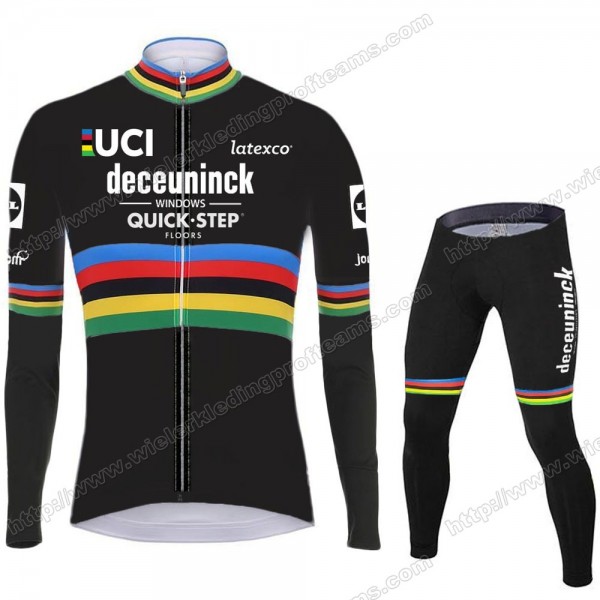 Deceuninck Quick Step 2020 UCI World Champion Fietskleding Set Wielershirts Lange Mouw+Lange Wielrenbroek Bib JARXH