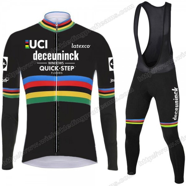 Deceuninck Quick Step 2020 UCI World Champion Fietskleding Set Wielershirts Lange Mouw+Lange Wielrenbroek Bib KEJIS