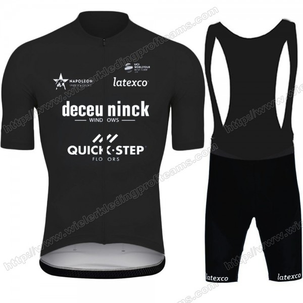 Deceuninck Quick Step Black Pro 2021 Team Fietskleding Set Fietsshirt Met Korte Mouwen+Korte Koersbroek Bib NSHNQ