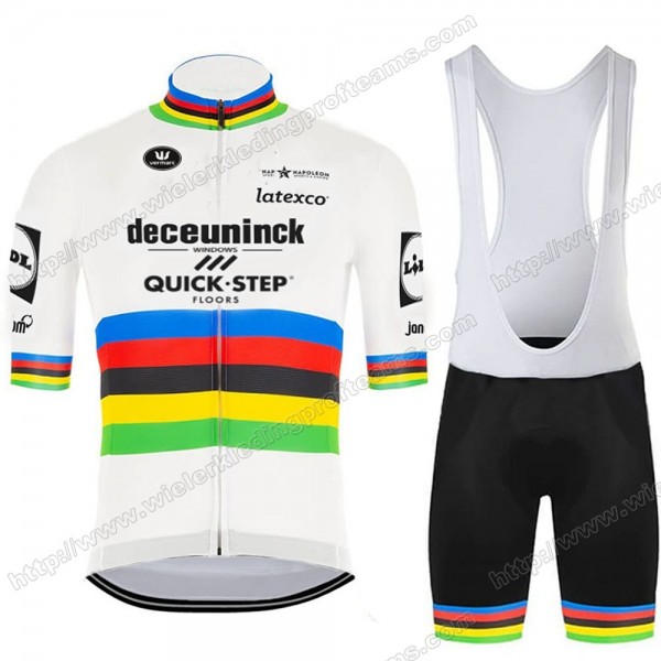 Deceuninck Quick Step 2020 UCI World Champion Fietskleding Set Fietsshirt Met Korte Mouwen+Korte Koersbroek Bib NIXXI