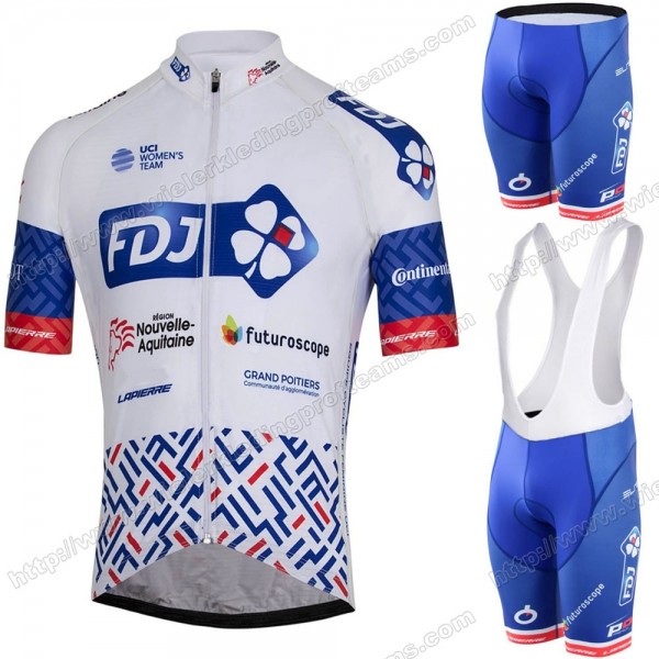 FDJ 2020 Fietskleding Set Fietsshirt Met Korte Mouwen+Korte Koersbroek Bib UTNZS