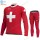Swiss FDJ Winter Thermal Fleece 2020 Fietskleding Set Wielershirts Lange Mouw+Lange Wielrenbroek Bib NQRSF