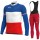 France FDJ 2020 Fietskleding Set Wielershirts Lange Mouw+Lange Wielrenbroek Bib DWCOS