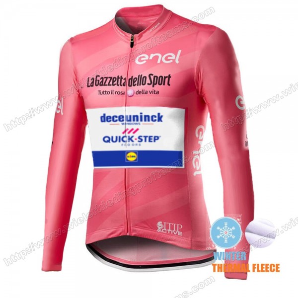Winter Thermal Fleece Men Giro D'italia Quick Step 2021 Wielershirts Lange Mouwen NMEFL