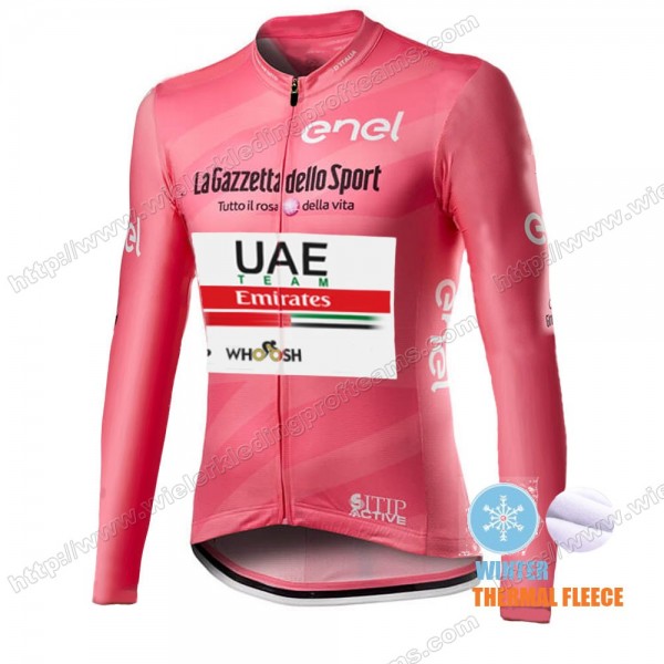 Winter Thermal Fleece Men Giro D'italia Uae Emirates 2021 Wielershirts Lange Mouwen JKJBA