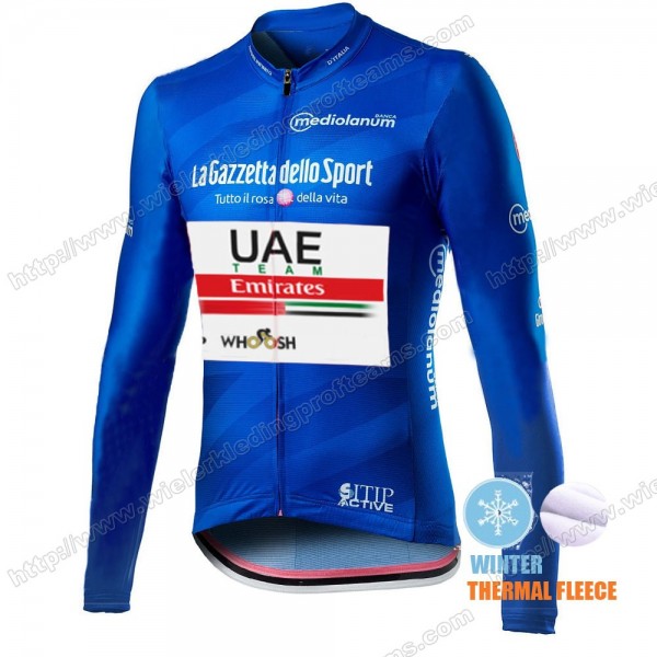 Winter Thermal Fleece Men Giro D'italia Uae Emirates 2021 Wielershirts Lange Mouwen KXBMX