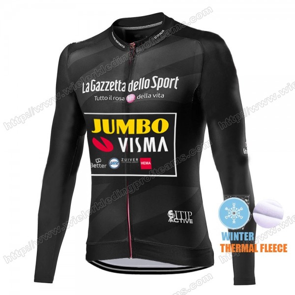 Winter Thermal Fleece Men Giro D'italia Jumbo Visma 2021 Wielershirts Lange Mouwen EJLQH