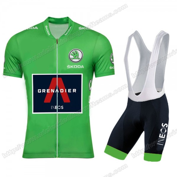 Team INEOS Grenadier 2020 Tour De France Green Fietskleding Set Fietsshirt Met Korte Mouwen+Korte Koersbroek Bib AYAHG