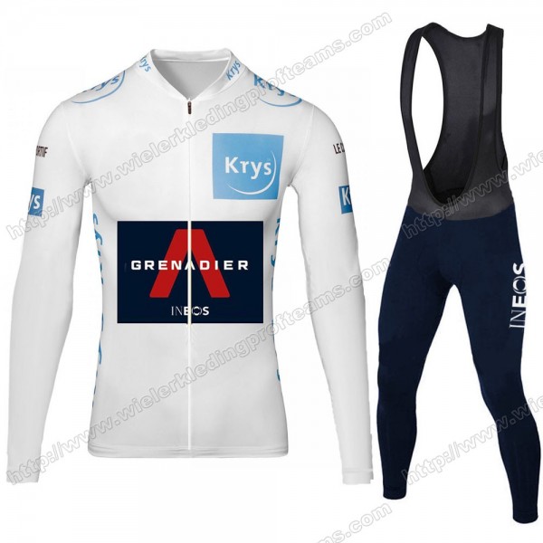 Team INEOS Grenadier Tour De France 2020 Men Fietskleding Set Wielershirts Lange Mouw+Lange Wielrenbroek Bib White NMJXM