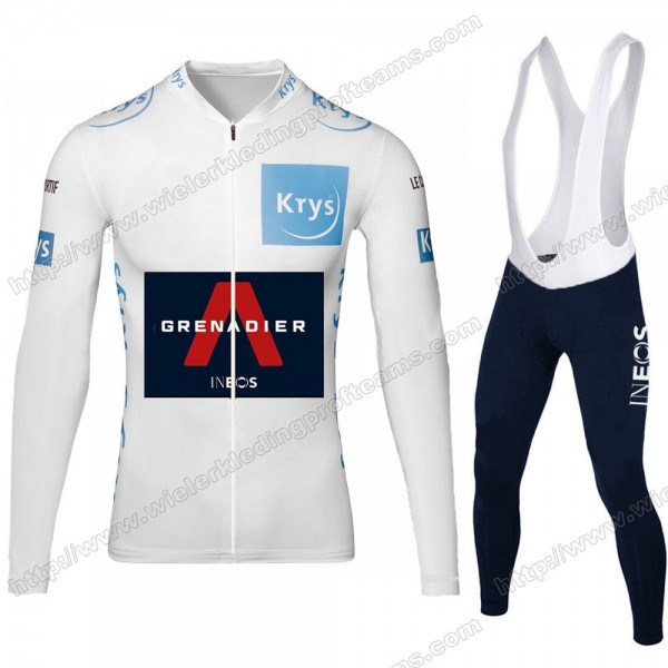 Team INEOS Grenadier Tour De France 2020 Men Fietskleding Set Wielershirts Lange Mouw+Lange Wielrenbroek Bib White DPGNG