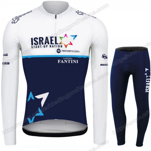 Israel Start Up Nation Pro Team 2021 Fietskleding Set Wielershirts Lange Mouw+Lange Wielrenbroek Bib OEHZJ