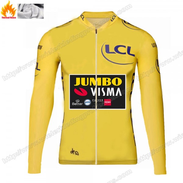 Winter Thermal Fleece Jumbo Visma 2020 Tour De France Wielershirts Lange Mouwen AQBNP