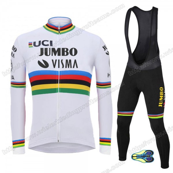 Team Jumbo Visma UCI World Champion 2020 Fietskleding Set Wielershirts Lange Mouw+Lange Wielrenbroek Bib COHNX