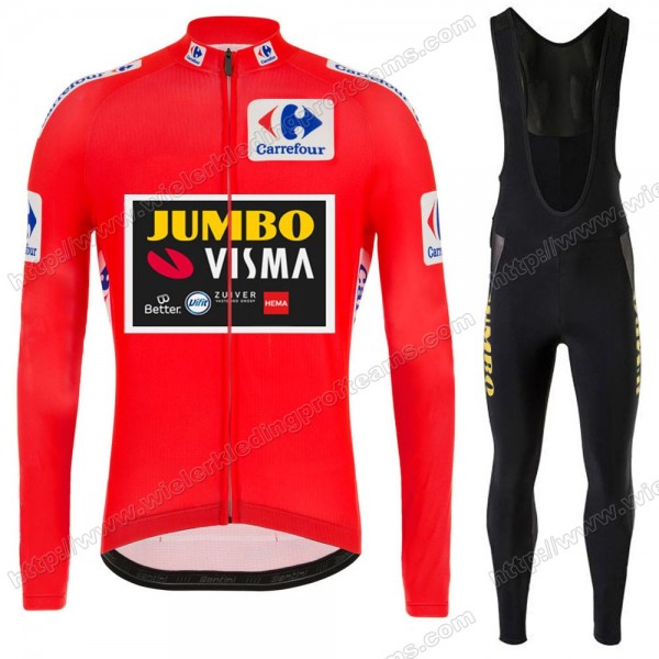 Jumvo Visma Spanish Pro Team 2021 Fietskleding Set Wielershirts Lange Mouw+Lange Wielrenbroek Bib GLMAB