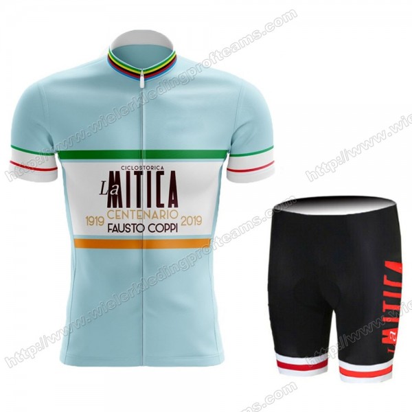 Set La Mitica Fausto Coppi 2021 Fietskleding Set Fietsshirt Met Korte Mouwen+Korte Koersbroek Bib RQUUU