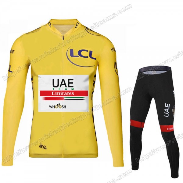 UAE EMIRATES Tour De France 2020 Fietskleding Set Wielershirts Lange Mouw+Lange Wielrenbroek Bib MFHKS